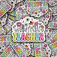 DC 1139 Teacher with flowers Die cut sticker