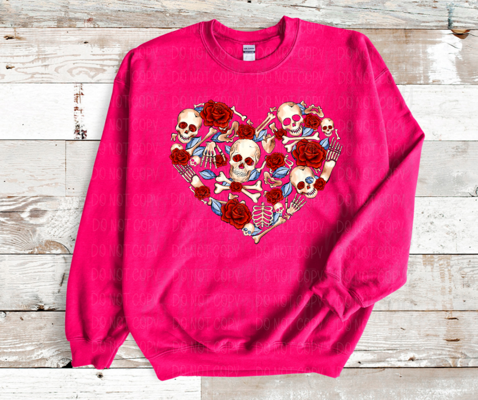 Skeleton heart with roses *DREAM TRANSFER* DTF