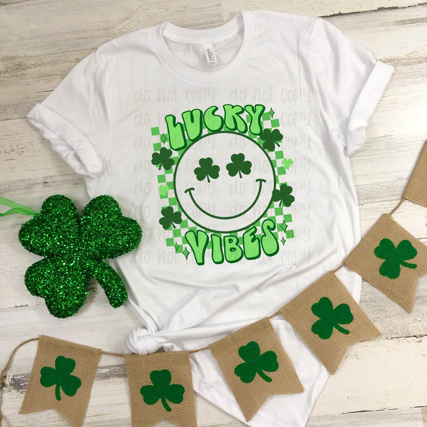 Lucky vibes clover shamrock face St. Patrick's Day *DREAM TRANSFER* DTF