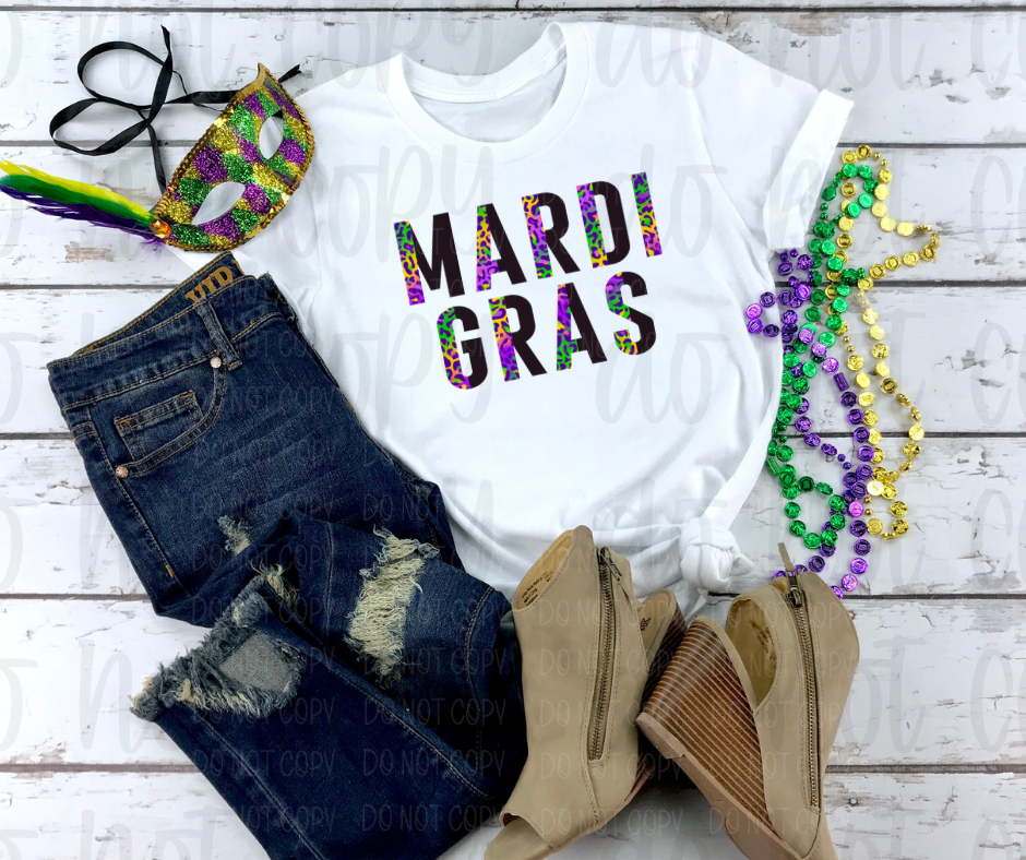 Mardi Gras leopard *DREAM TRANSFER* DTF