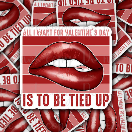 All I want for Valentine's day is to be tied up Die cut sticker 3-5 Business Day TAT