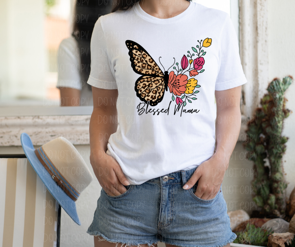 Blessed Mama butterfly with flowers *DREAM TRANSFER* DTF