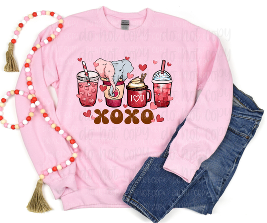 Xoxo coffee cups with elephants *DREAM TRANSFER* DTF