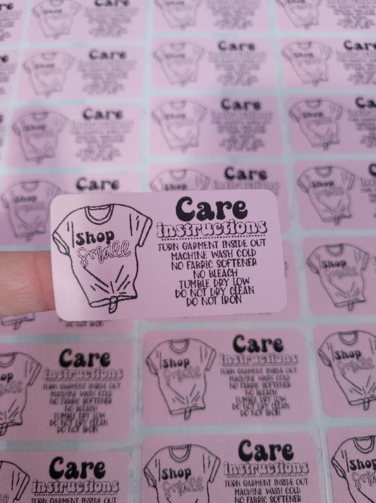 T Shirt care instruction Stickers 50 OR 100 count