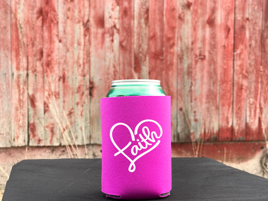 Faith heart koozie pocket size