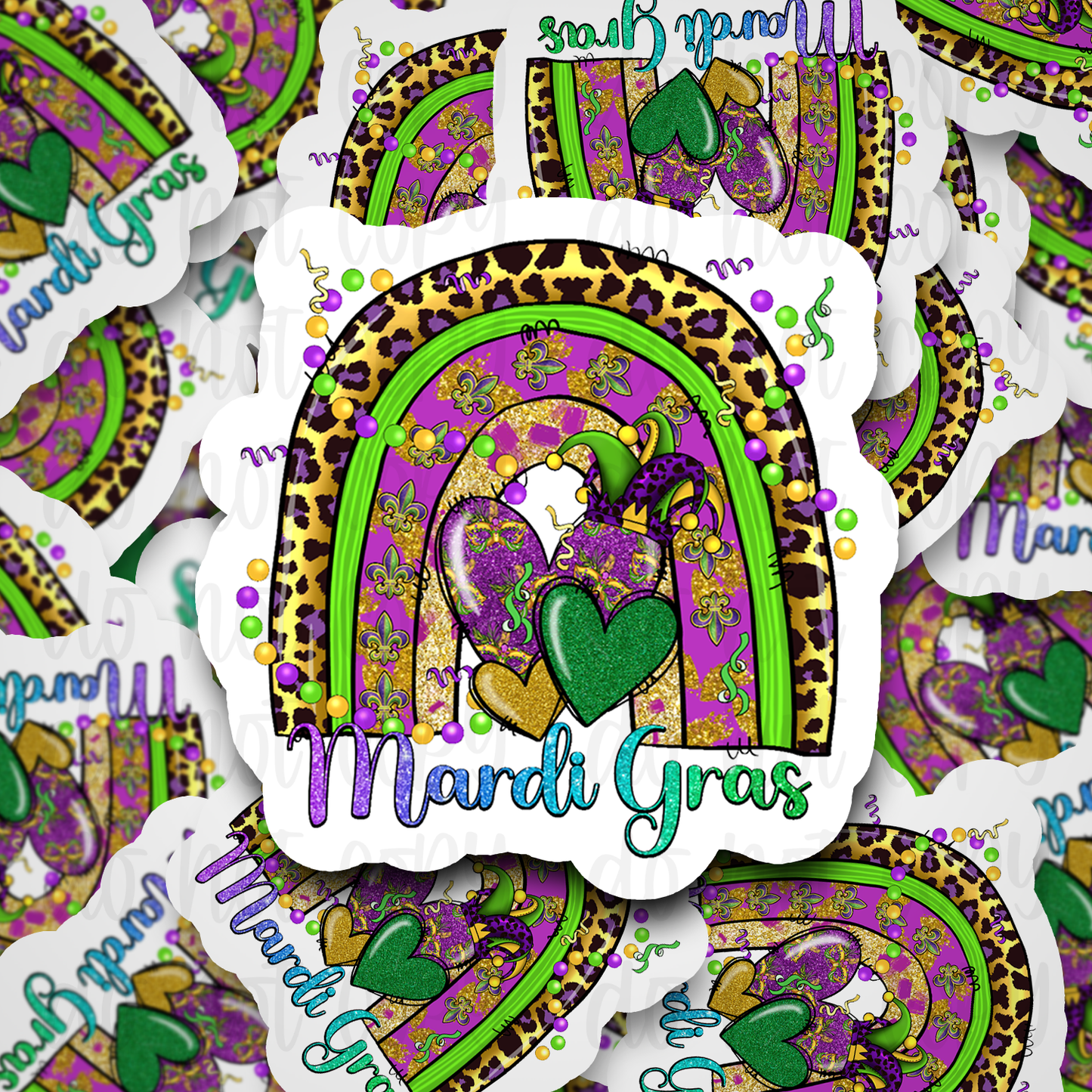 Mardi Gras rainbow Die cut sticker 3-5 Business Day TAT