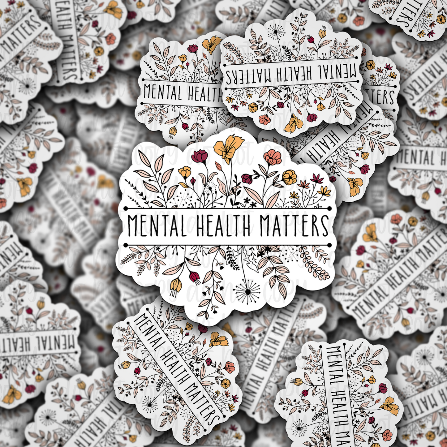 Mental health matters floral flower Die cut sticker 3-5 Business Day TAT